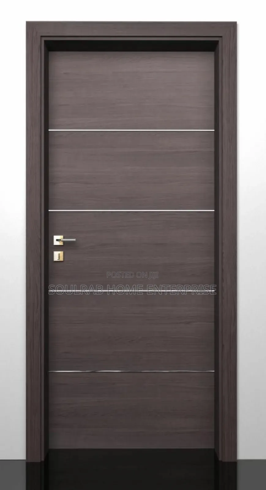Durable Clay Brown HDF Door With Frame, Lock, Inches Installation