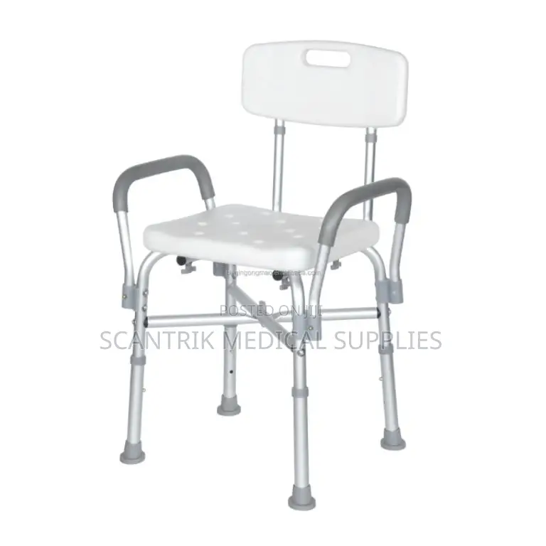 Ergonomic Shower Chair With Back Support and Cross Base Stability