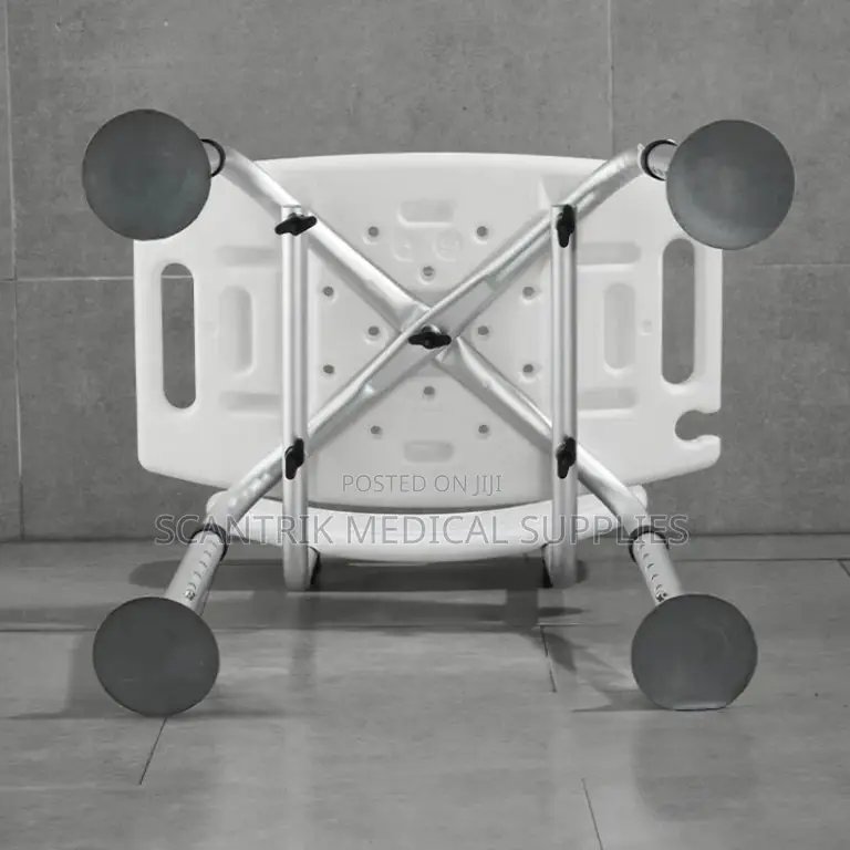 Adjustable Height Shower Chair With Crossed Frame Stability