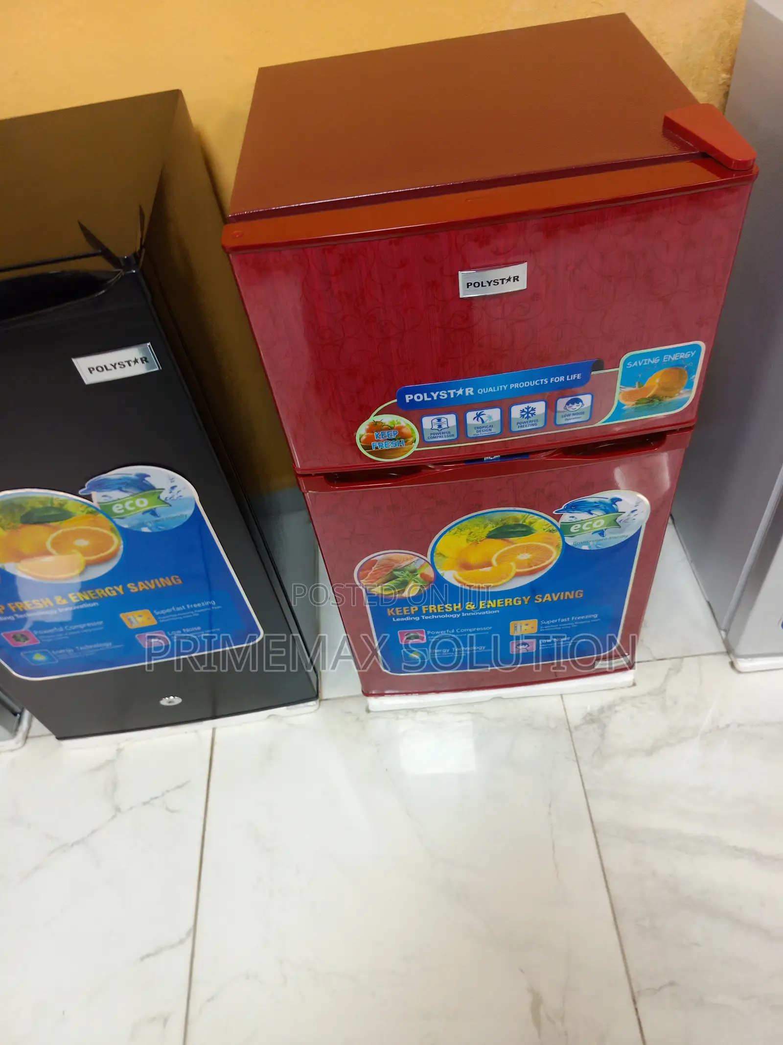 Brand New Polystar 90 Litres Red Double Door Refrigerator