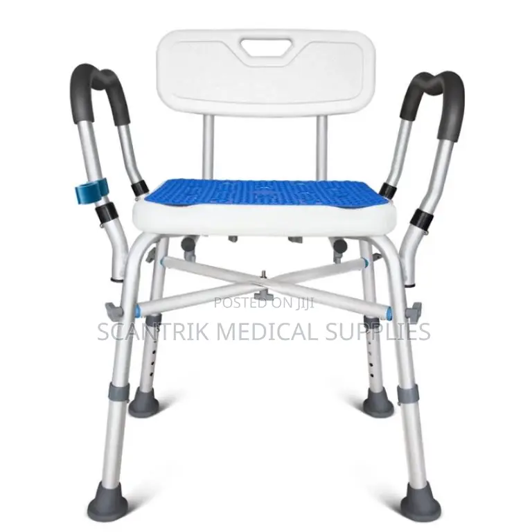 Heavy-Duty Cross-Base Shower Chair With Ergonomic Back Support