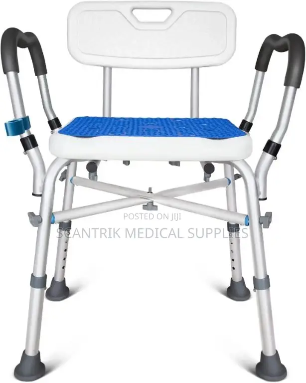 Compact Foldable Shower Chair With Crossed Support and Backrest