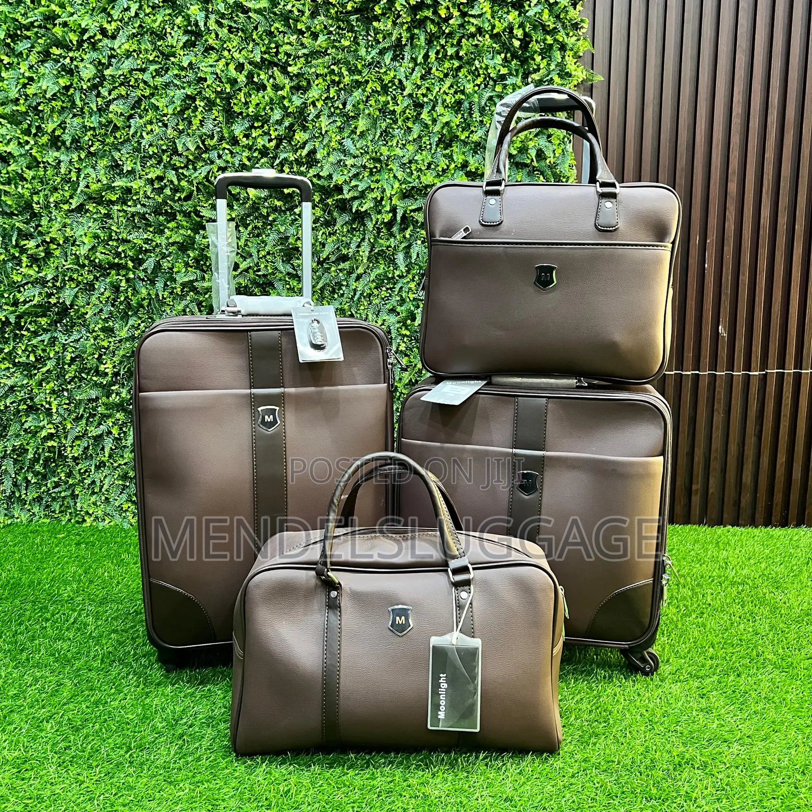 6-Piece Brown Travel Bag Set With Spinner Wheels