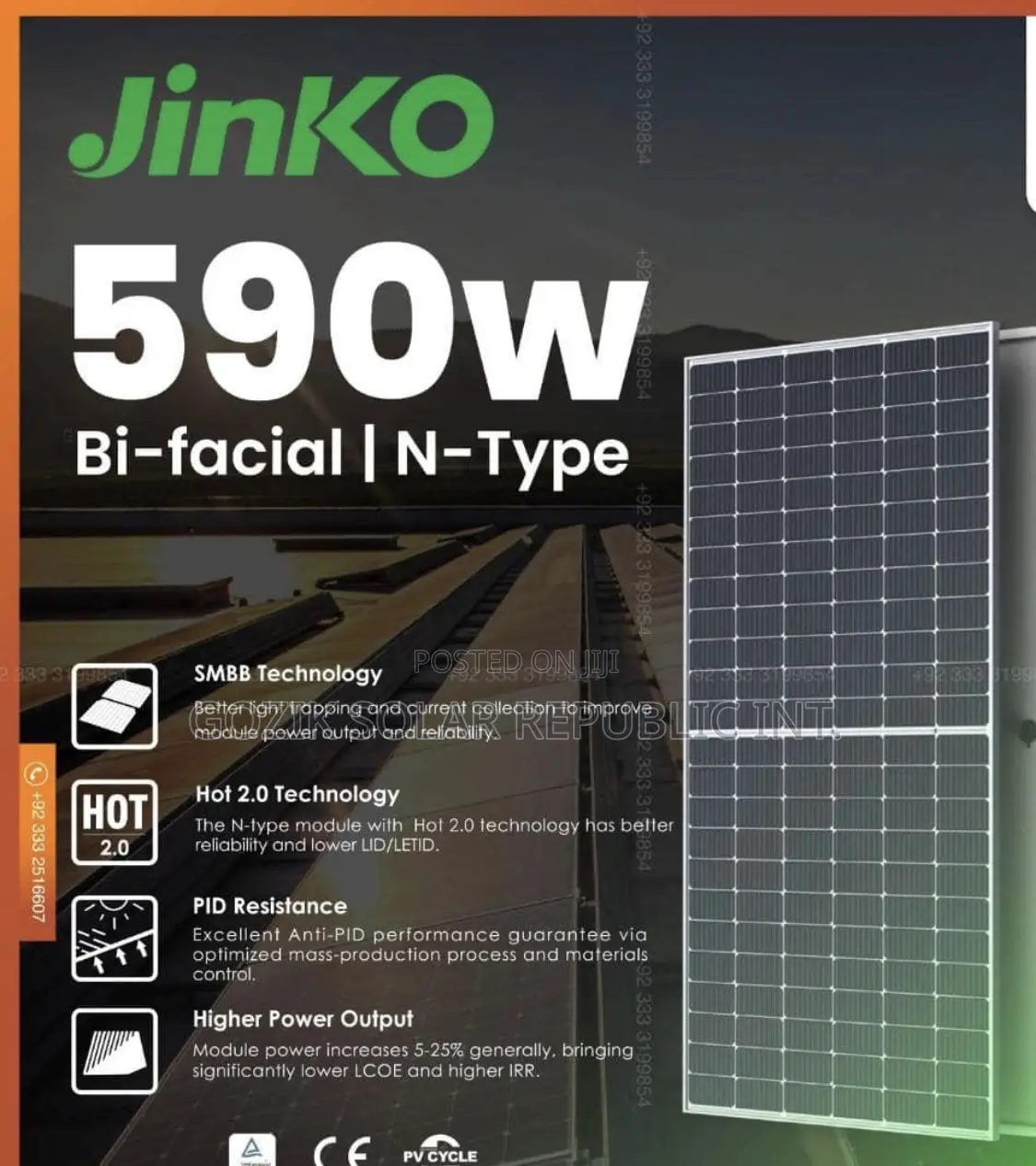 Jinko 590w Biafecial Solar Panels