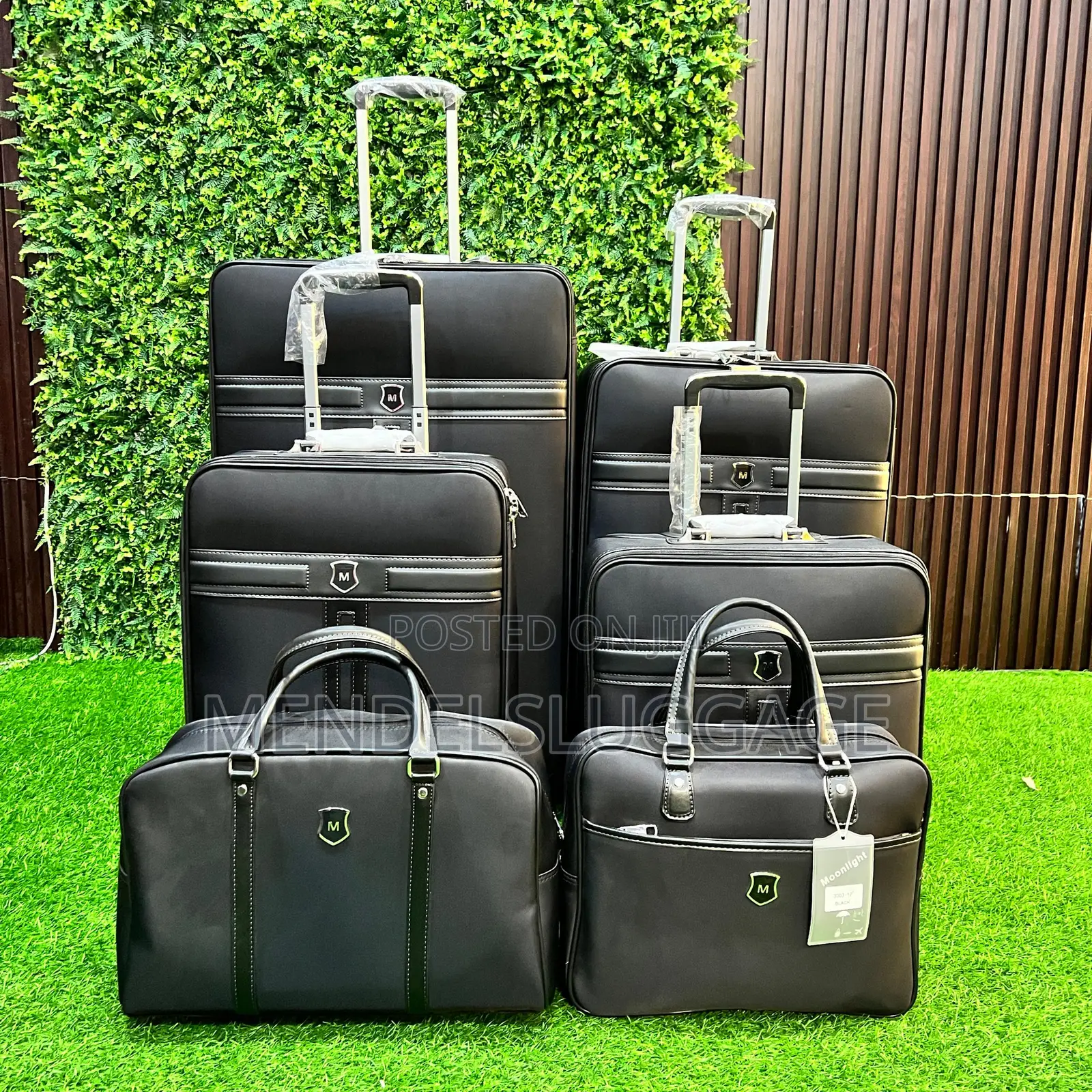 6-Piece Black Travel Bag Set With Spinner Wheels