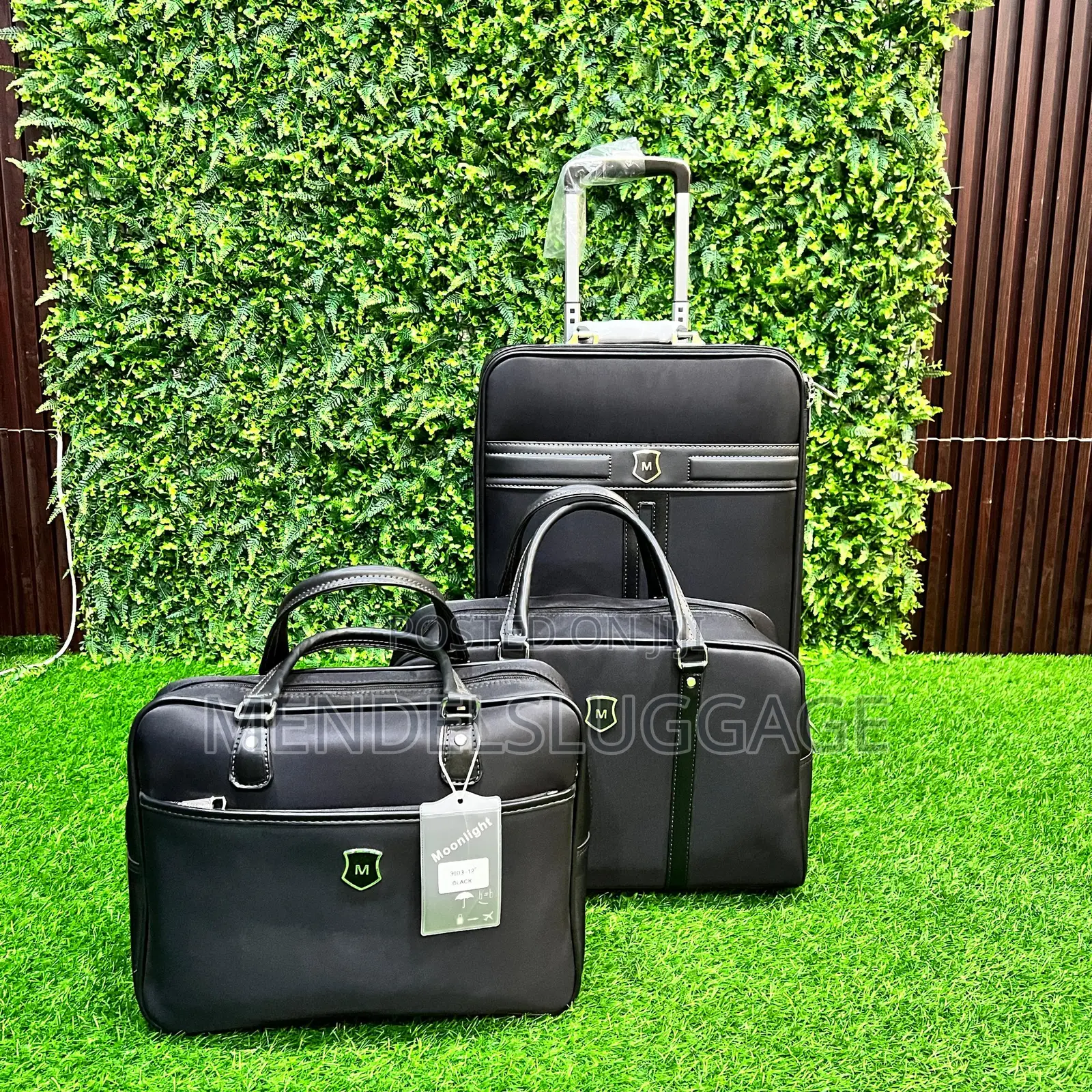 6-Piece Black Travel Bag Set With Spinner Wheels