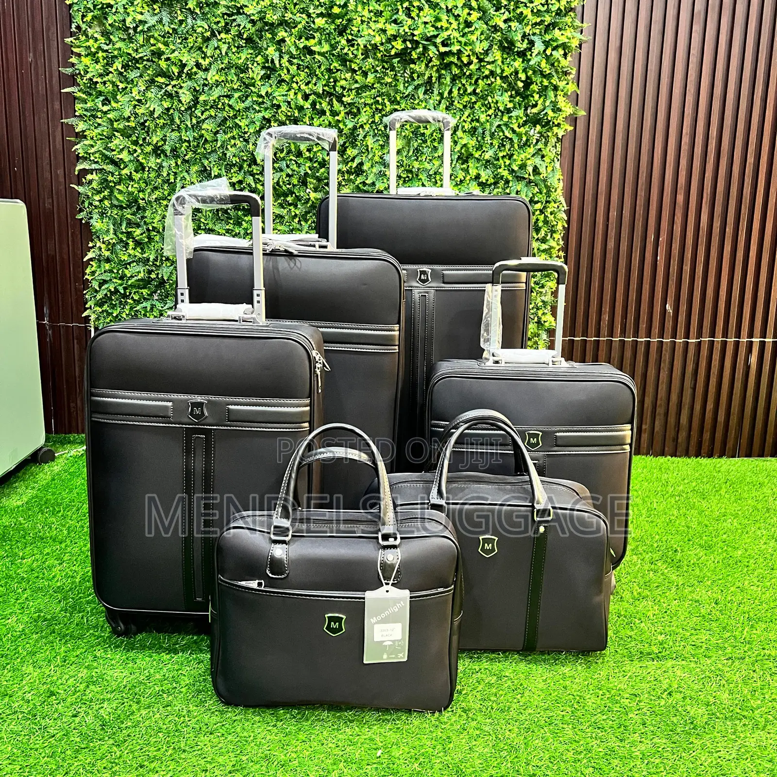 Black 6-Piece Coordinated Luggage Set With Hand-Carry Bags