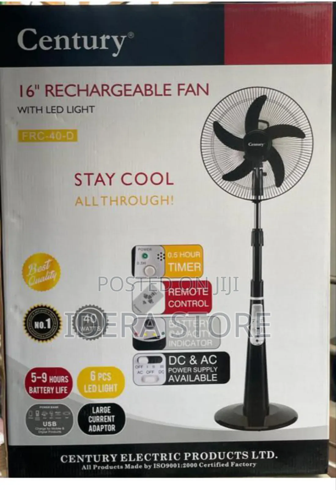 16inches Century Rechargeable Standing Fan