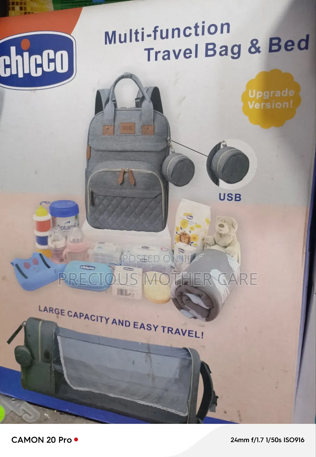 Chicco Mum Baby Diapers Bag and Bed With Mosquito Net