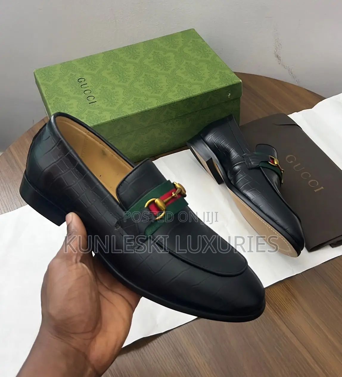Original Gucci Men Horsebit Leather Loafers Shoes