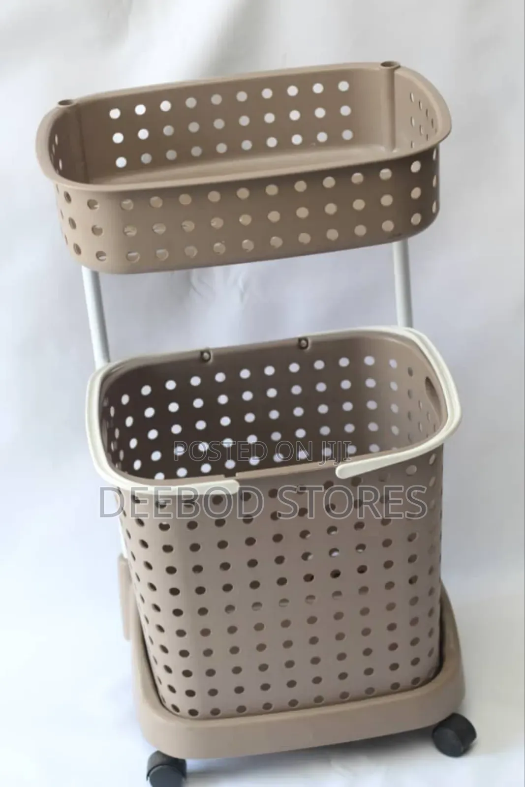 2 Tier Rolling Laundry Basket Storage Cart