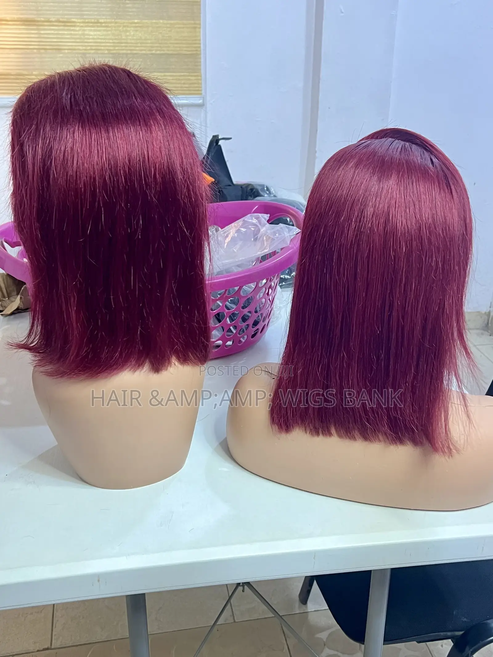 12 Inches Wine Color Lace Frontal Wig Straight Glueless