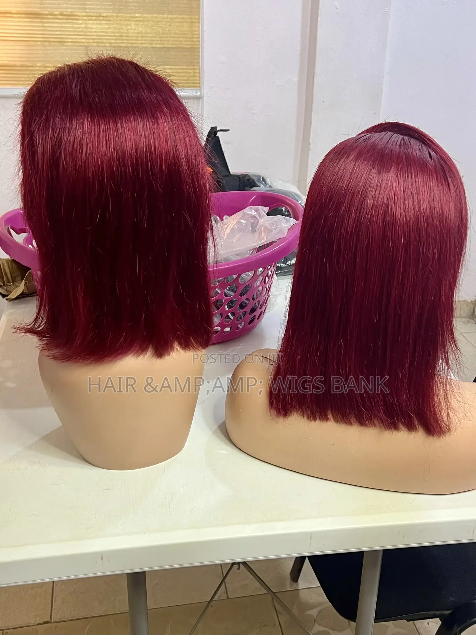 12 Inches Wine Color Lace Frontal Wig Straight Glueless