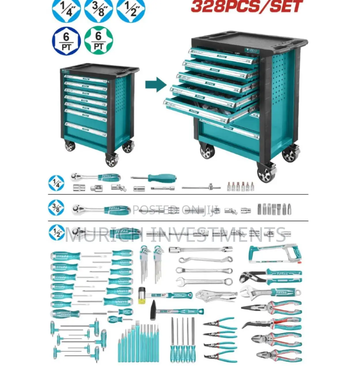 Total Industrial 328 PCS Tool Chest Set