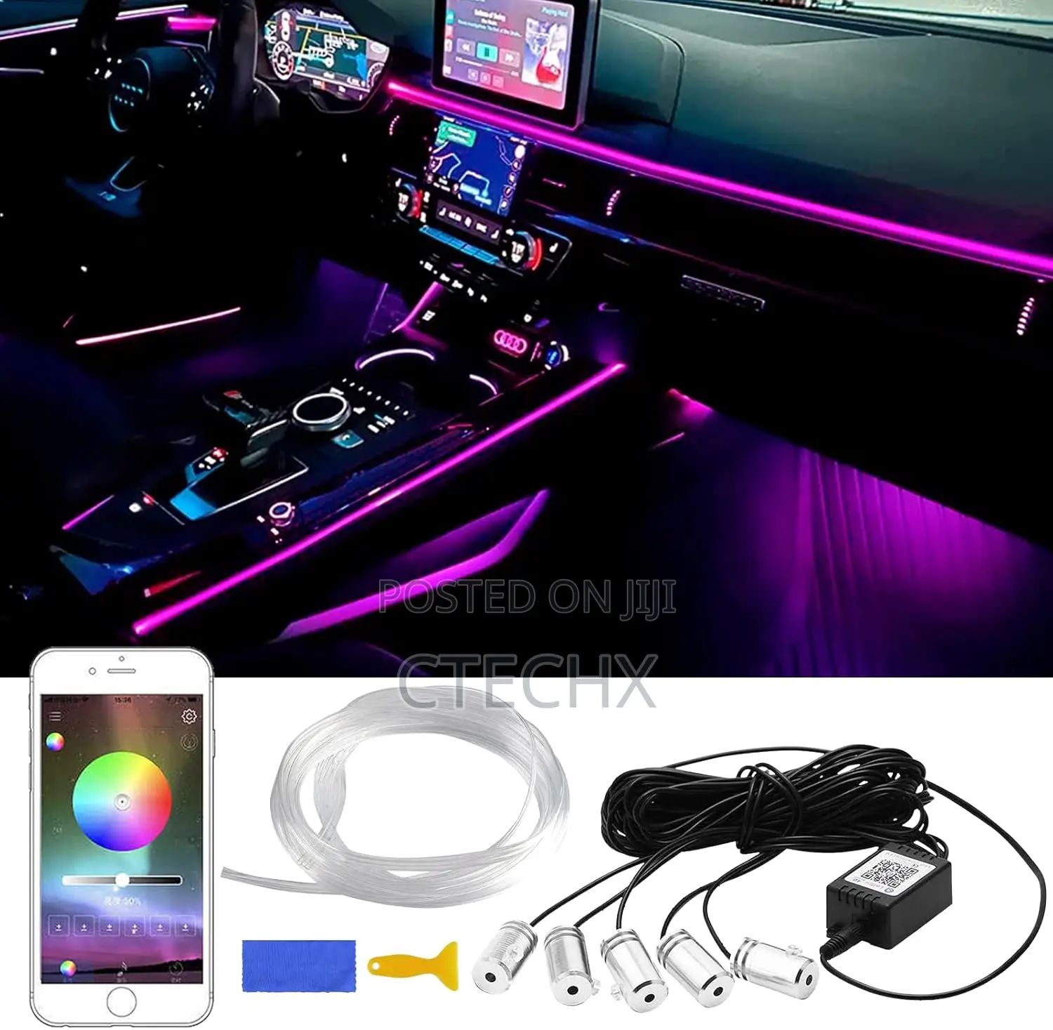 Car Led Interior Strip Light, Multicolor RGB Sound Active
