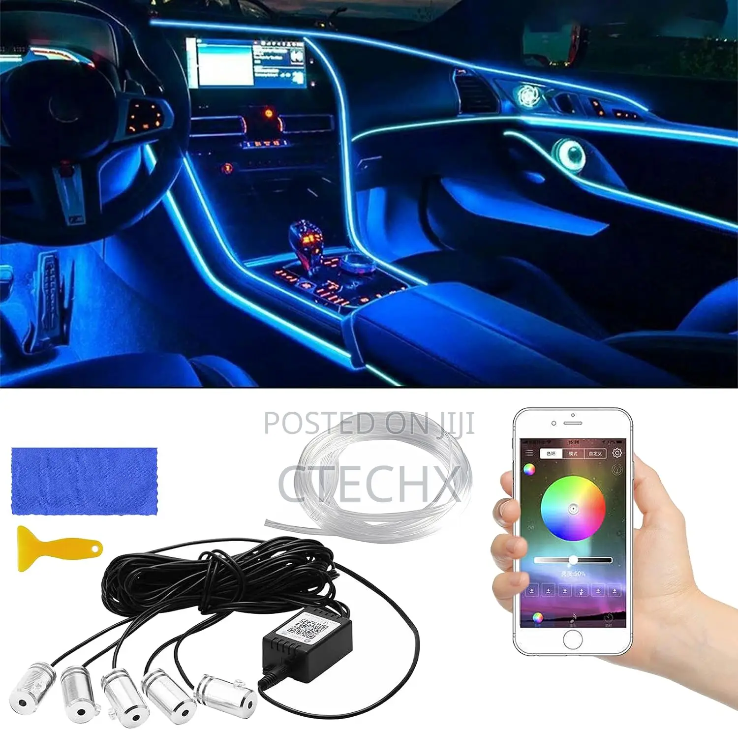 Car Led Interior Strip Light, Multicolor RGB Sound Active
