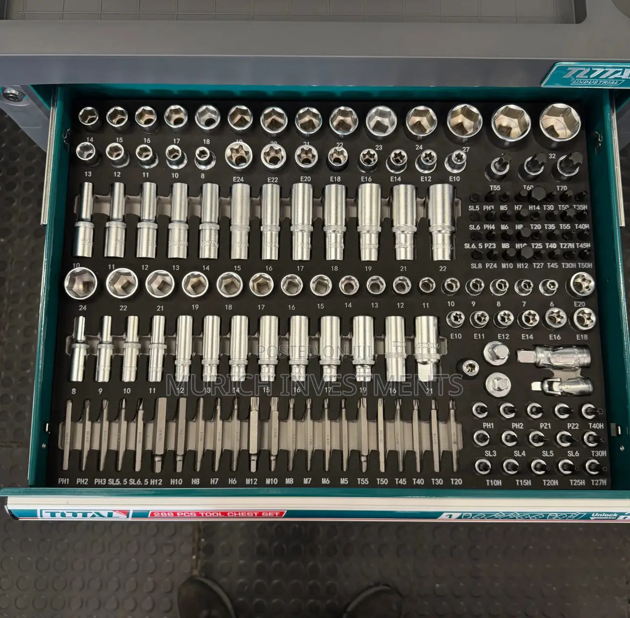 Total 288pcs Tool Chest Set + 3/4′′ 1350nm Cordless Impact Wrench