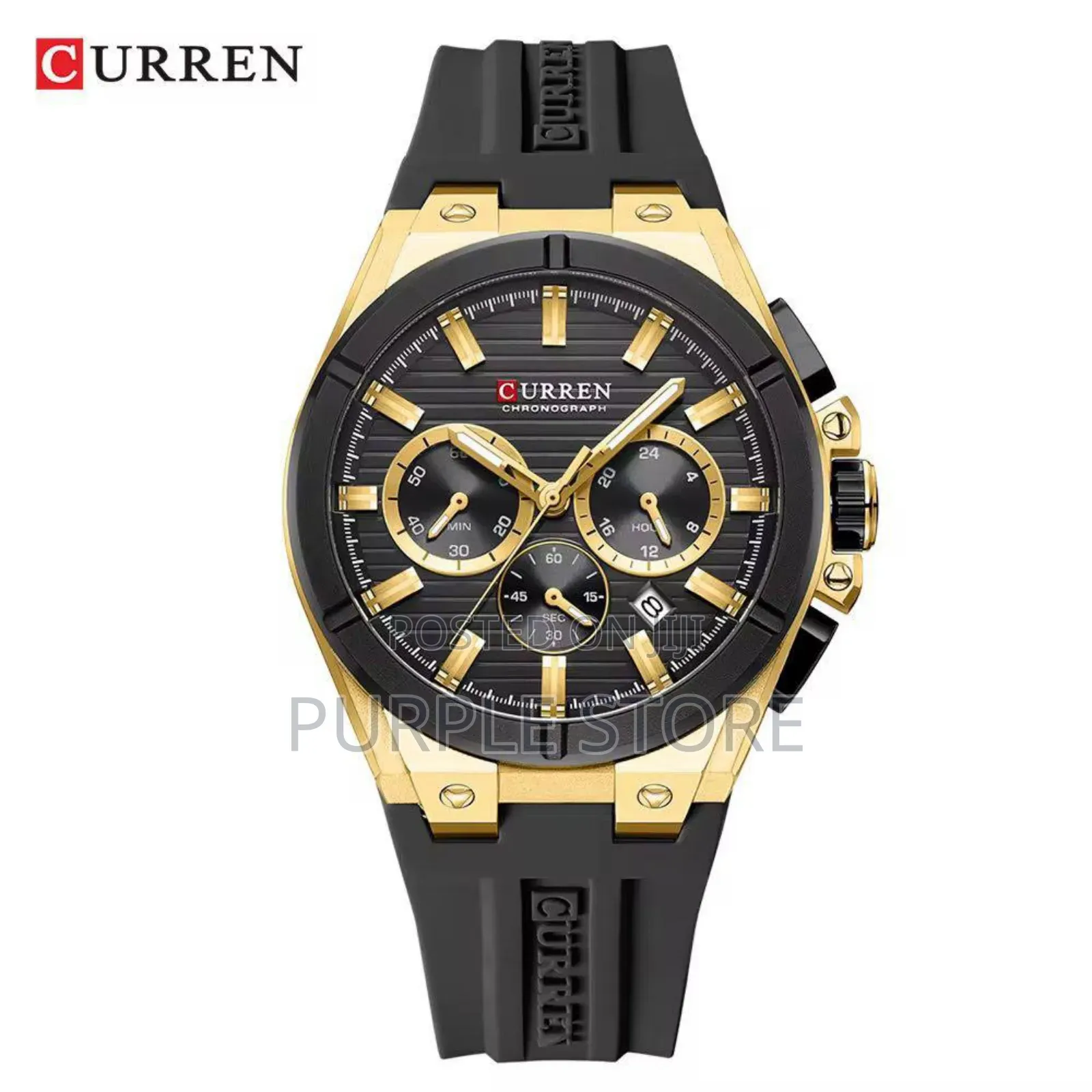 Curren Rubber Strap Chronograph Sapphire-Glass-Watch 