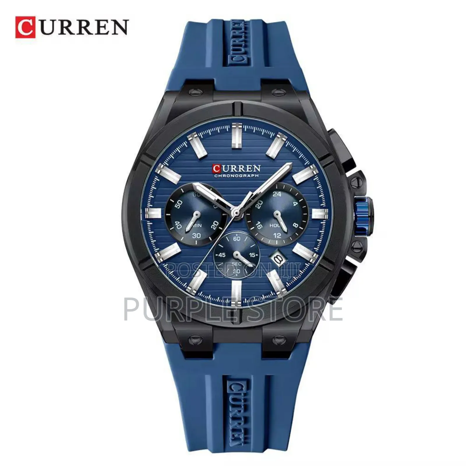 Curren Rubber Strap Chronograph Sapphire-Glass-Watch 