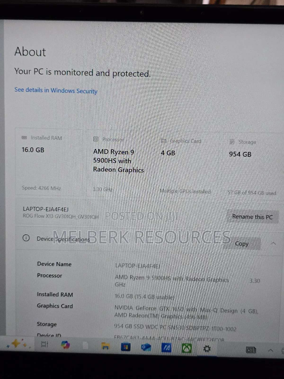 Laptop Asus ROG Flow X13 16GB AMD Ryzen 9 SSD 1T