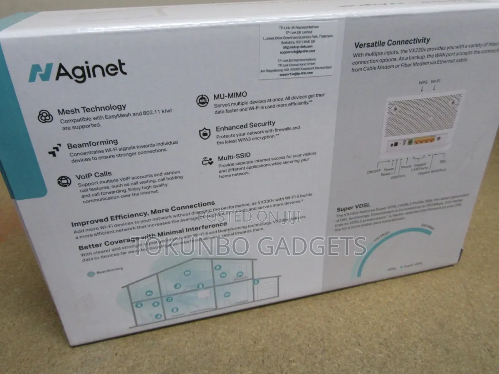 Tp-Link Aginet Vx230v Ax1800 Dual Band Wi-Fi 6 VDSL/Adsl Modem Router