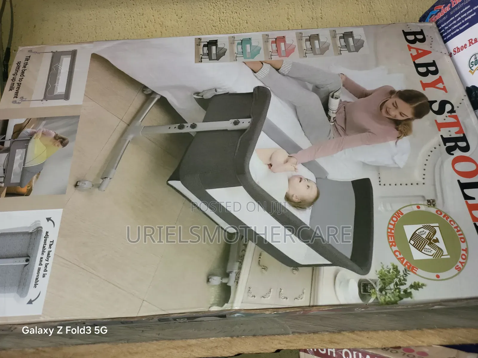 Baby Stroller Next to Mom Bed