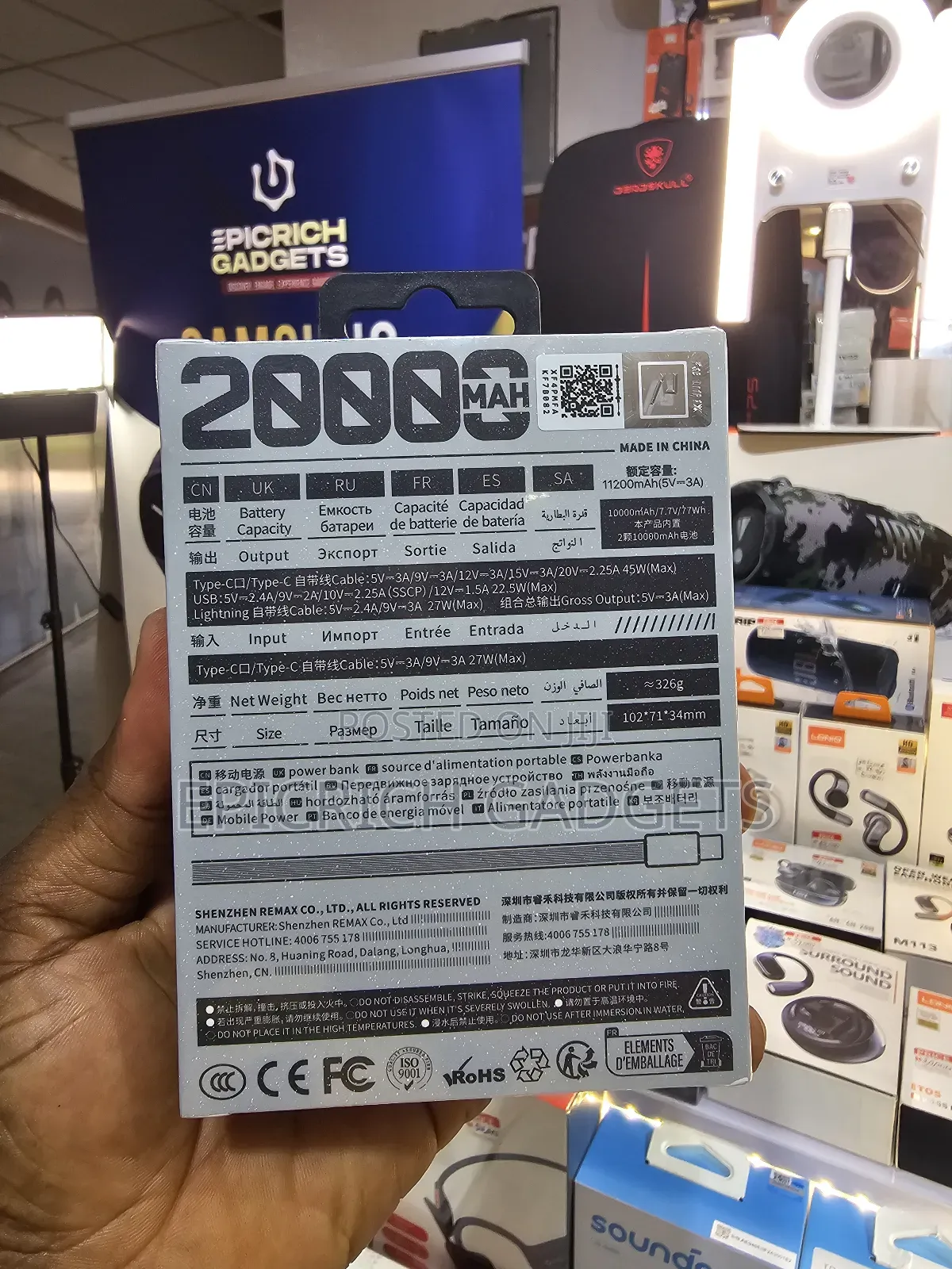 Remax 20000mah Powerbank 45w Pd Fast Charge Built-in Cable FCP-30