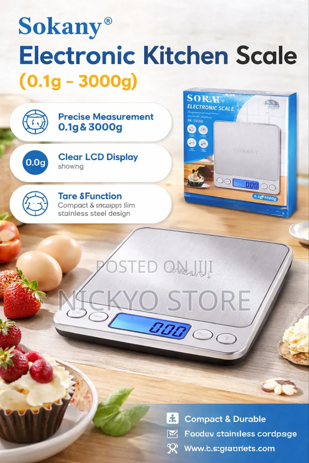 Sokany Electronic Kitchen Scale (0.1g – 3000g)