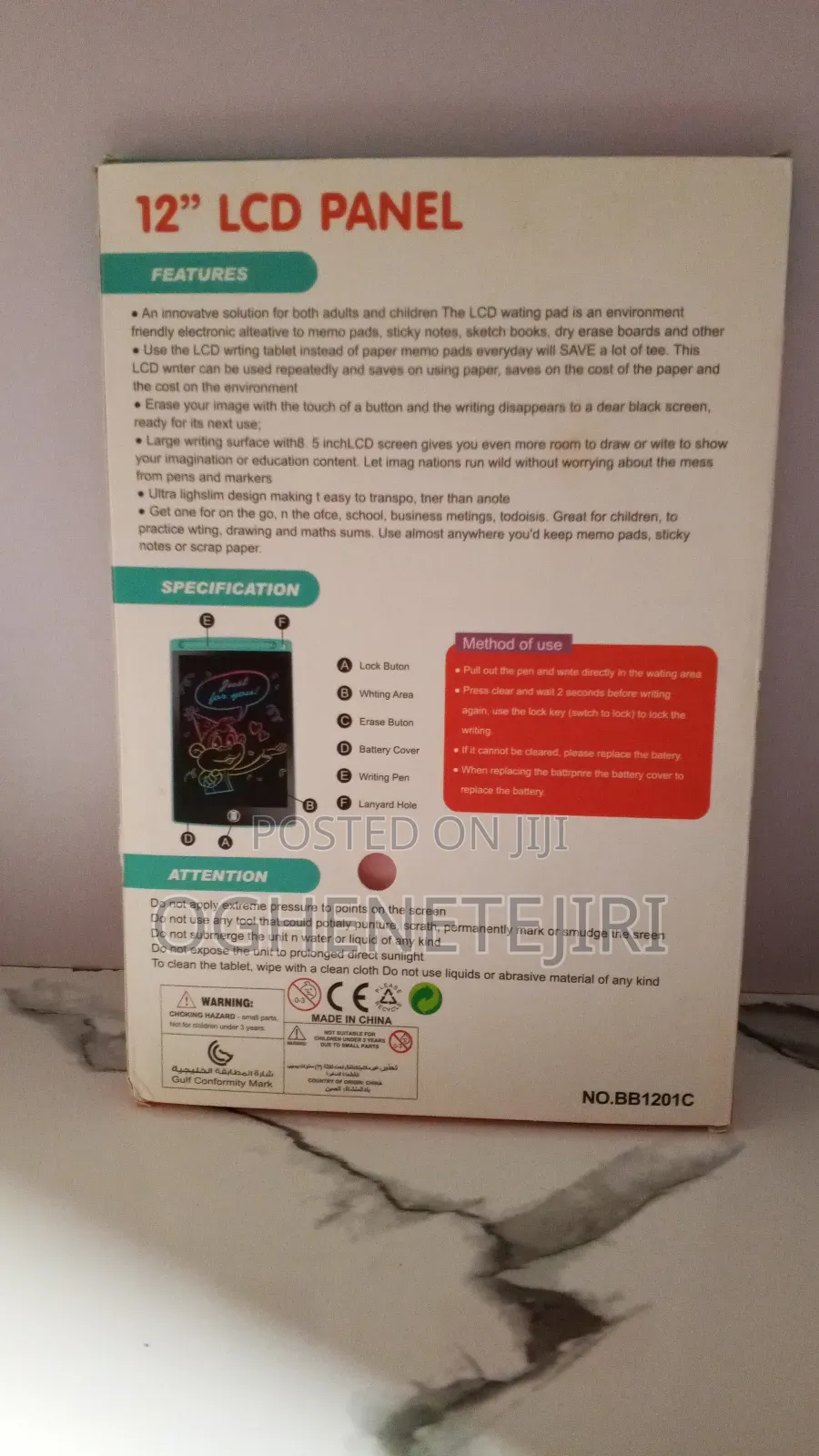 12 Inches Electronic Slate for Kids - Reusable LCD Writing Tablet