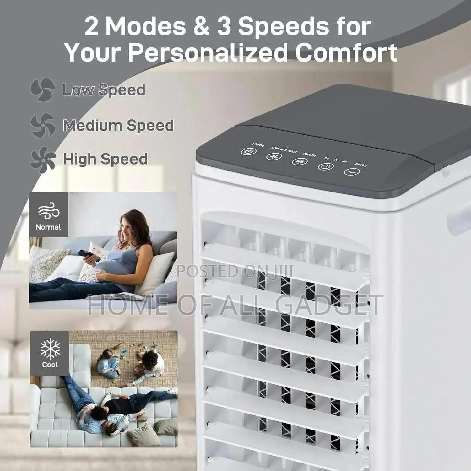 Air Conditioner 5.5l, 4 in 1 Portable Air Cooler 60w, With 3 Speed, 7