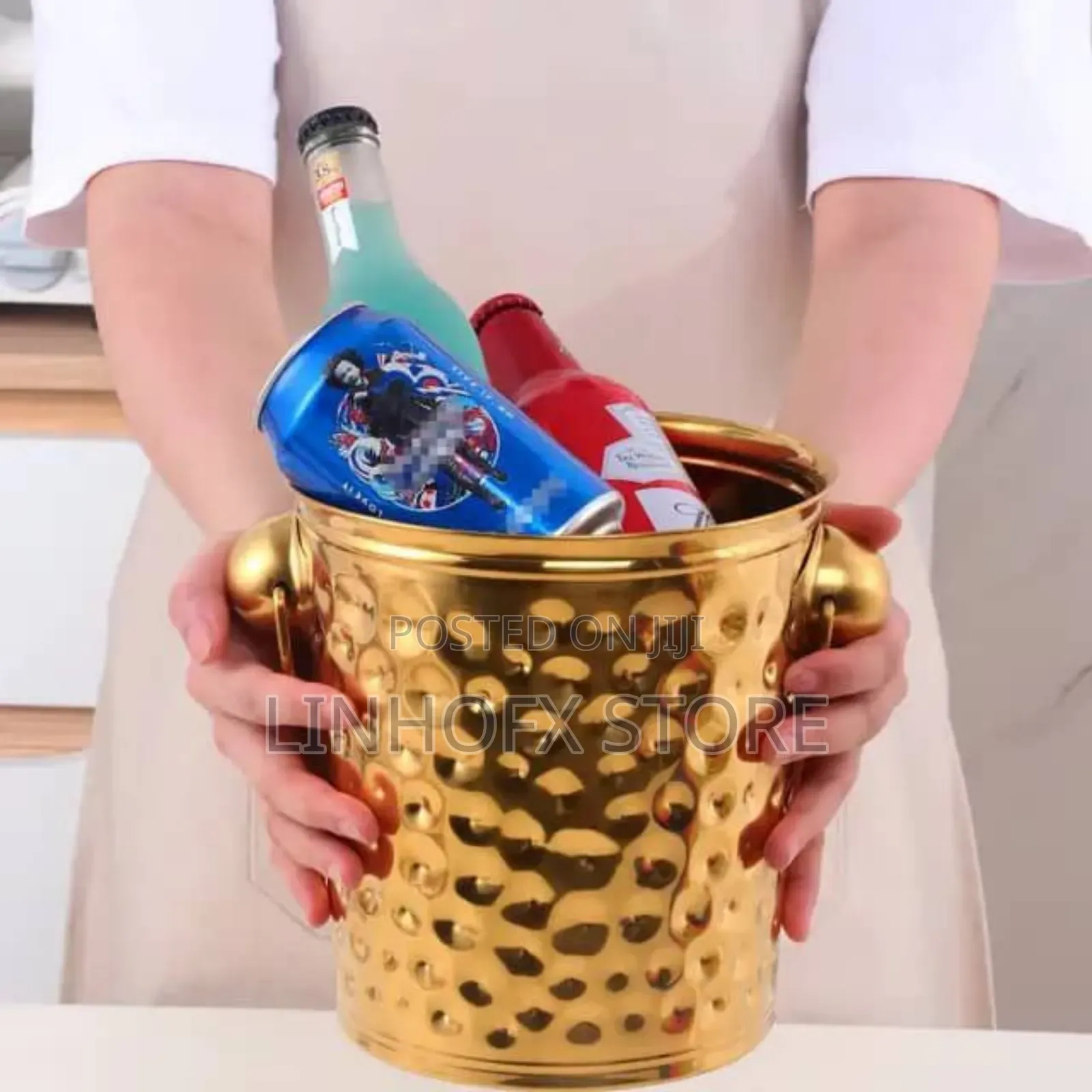 Stainless Gold Hammered Wine/ Champagne Bucket (5l)