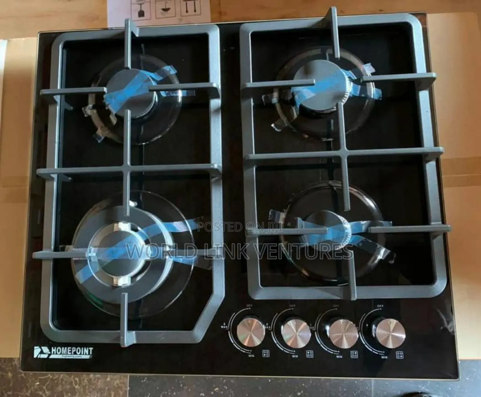Home Point Cabinet Cooker 4 Burners Top Glass