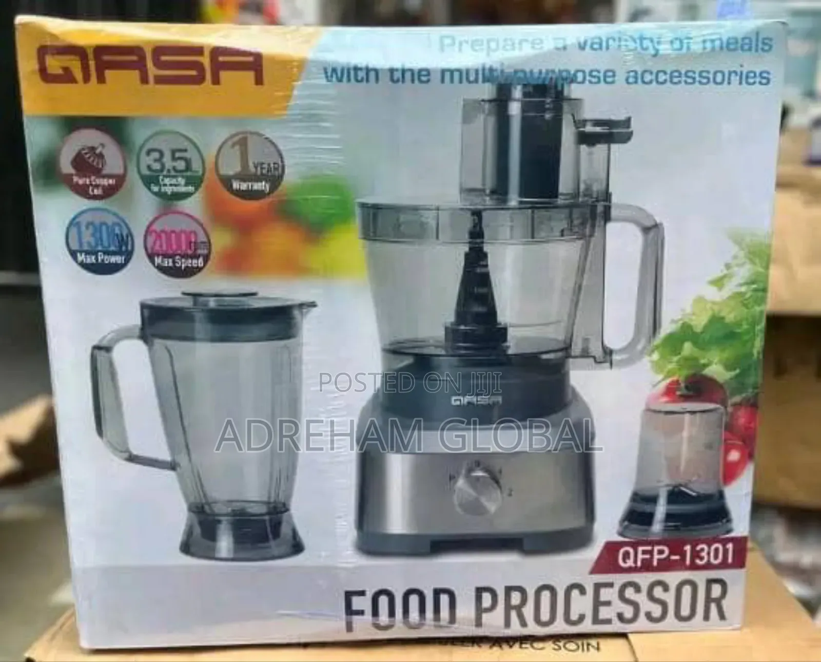 Qasa Food Processor With Multi-Purpose Accessories