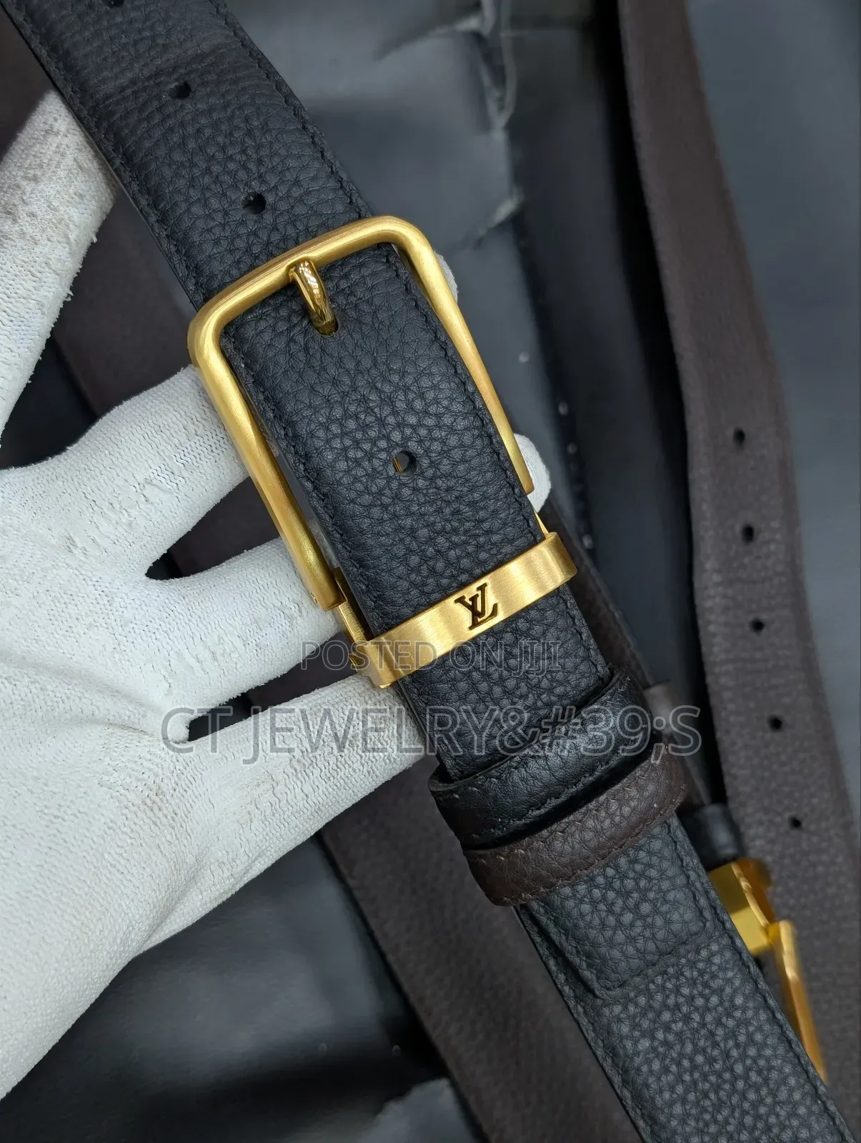 Montblanc Leather Belt,Reversible Black&Brown Shiny Light Gold Dbuckle