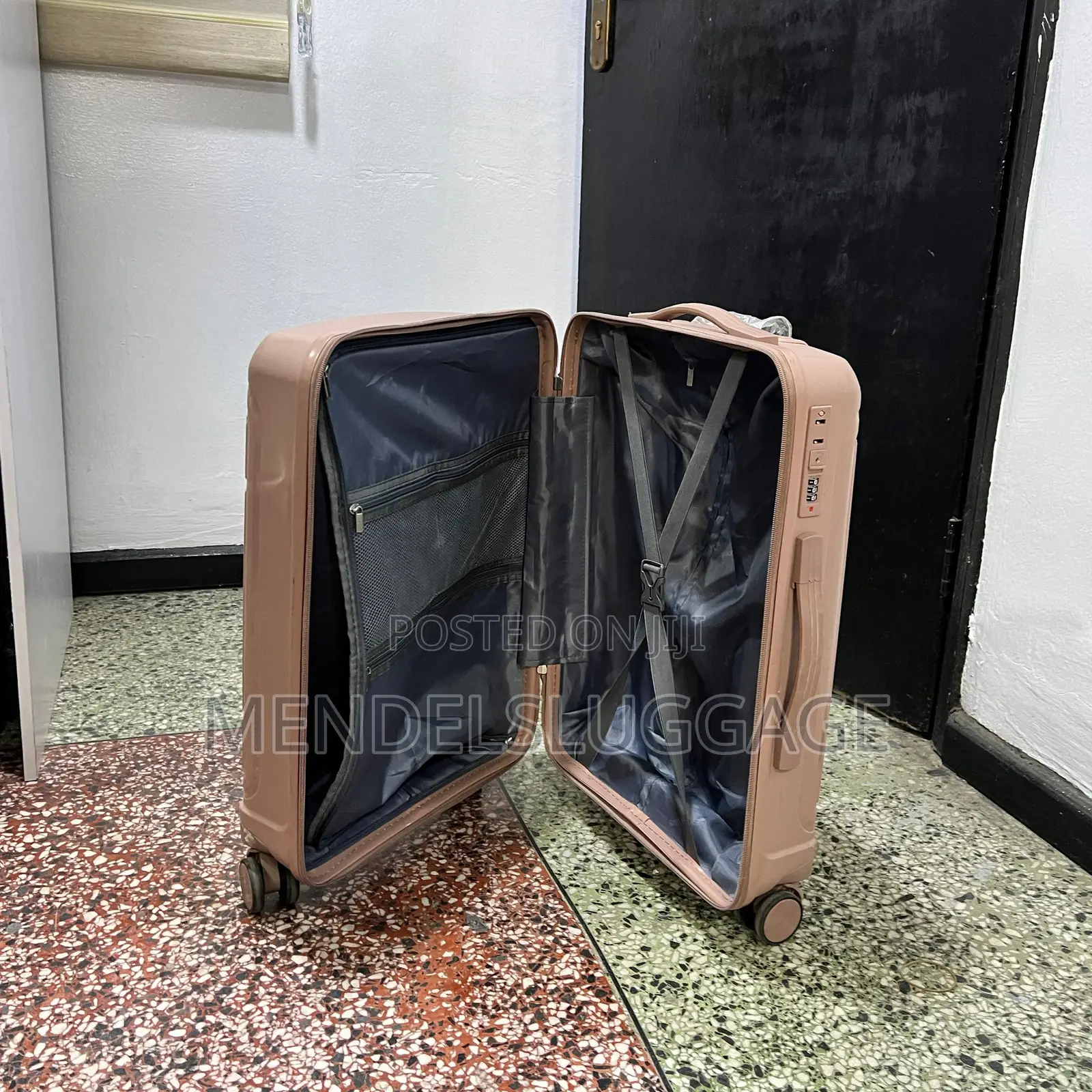 Medium Pink Spinner Suitcase With Hard-Shell Body