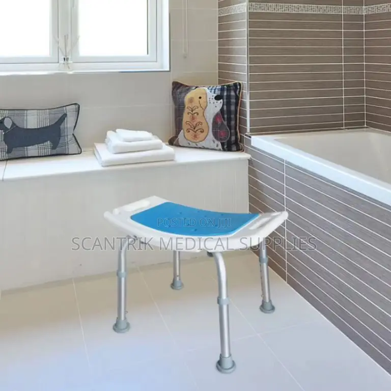 Durable Aluminum Shower Chair With Blue Sponge Padding