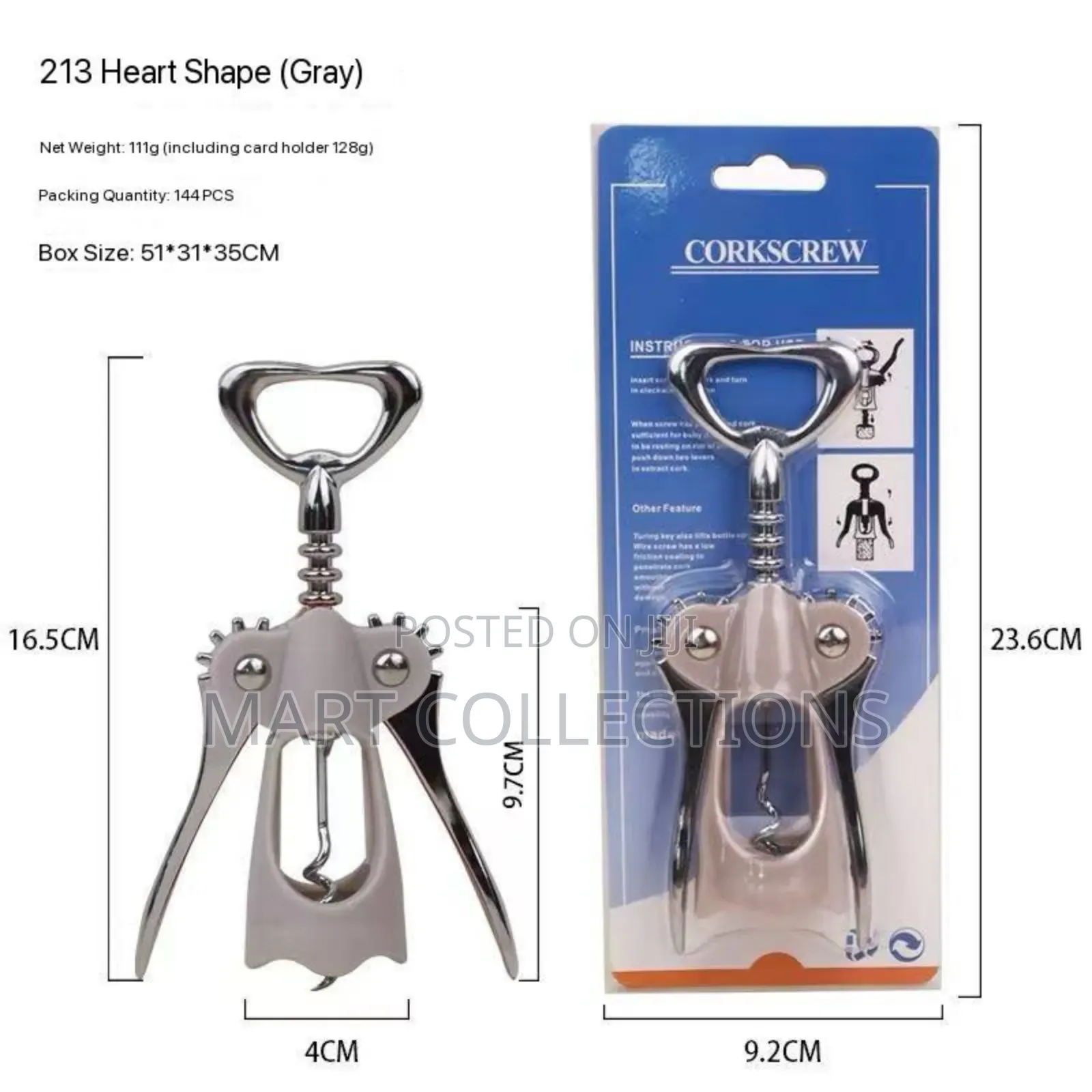 Stainless Steel Wing Corkscrew - Premium Wine Bottle Opener