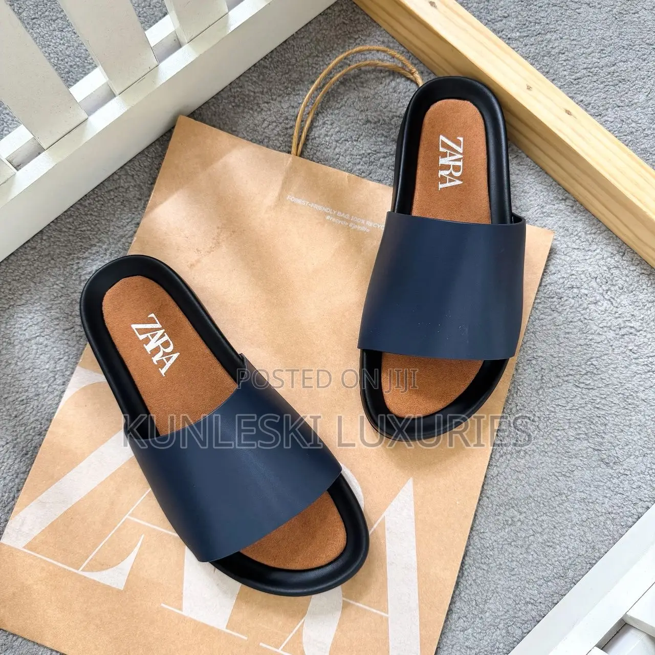 Original Zara Cover Leather Slippers For Men