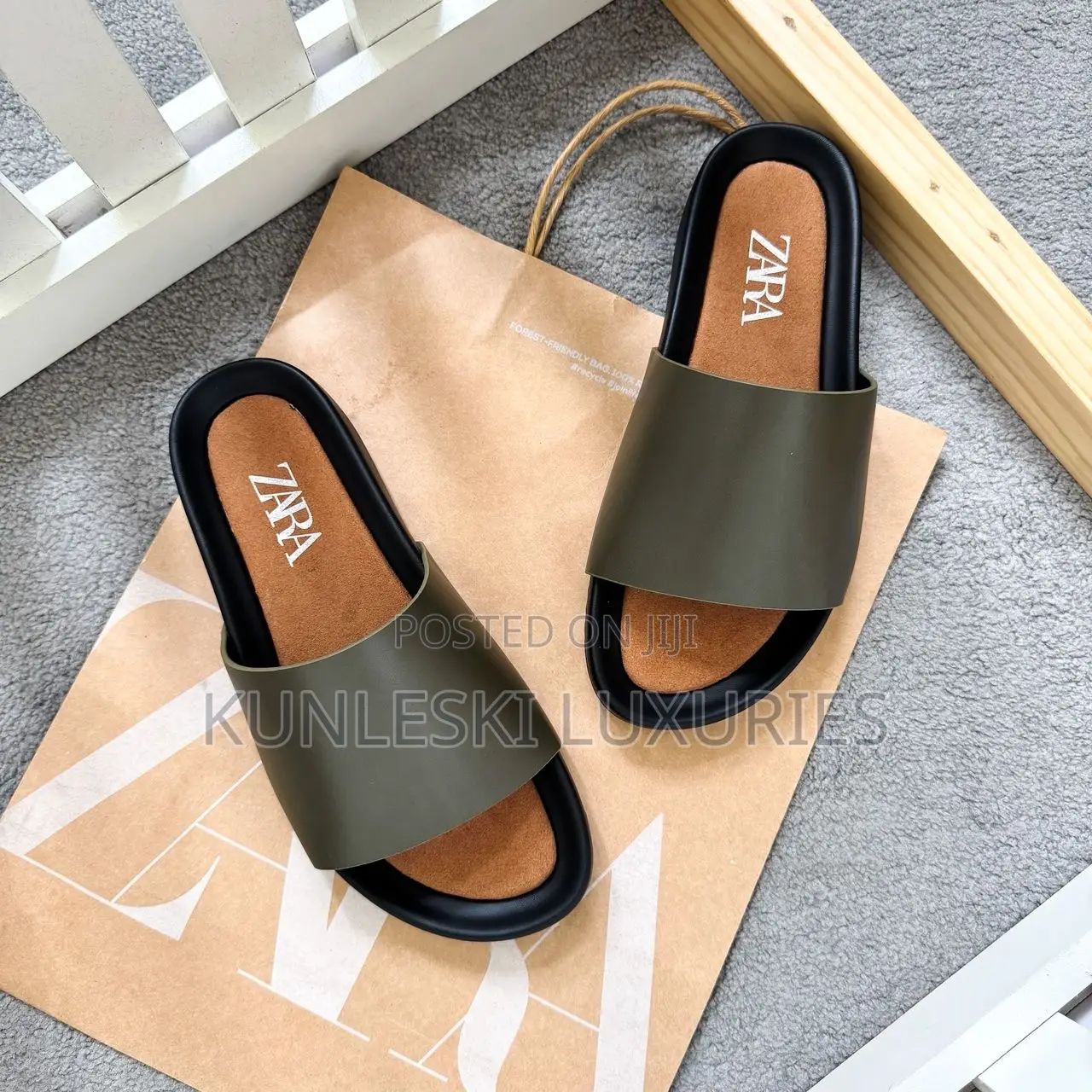 Original Zara Cover Leather Slippers For Men