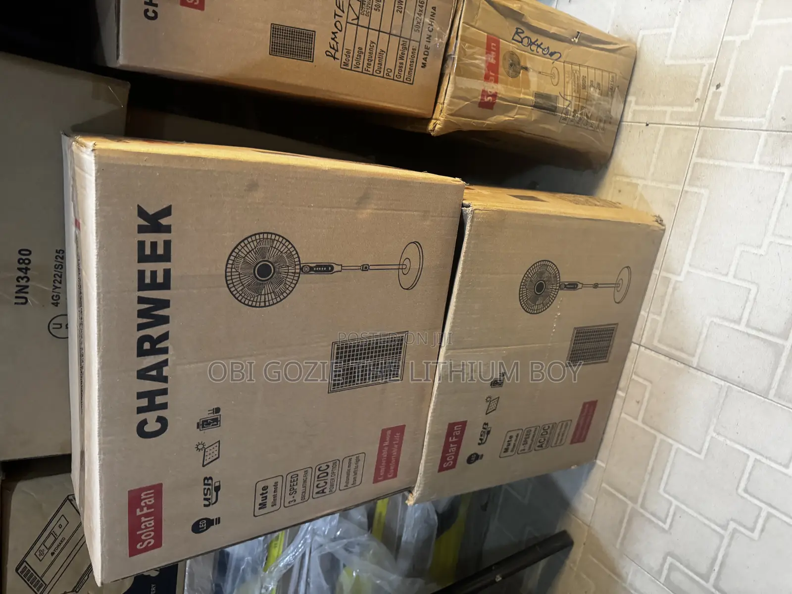 Only Manufacture of Charweek 16 Inches Solar Standing Fan in Lagos