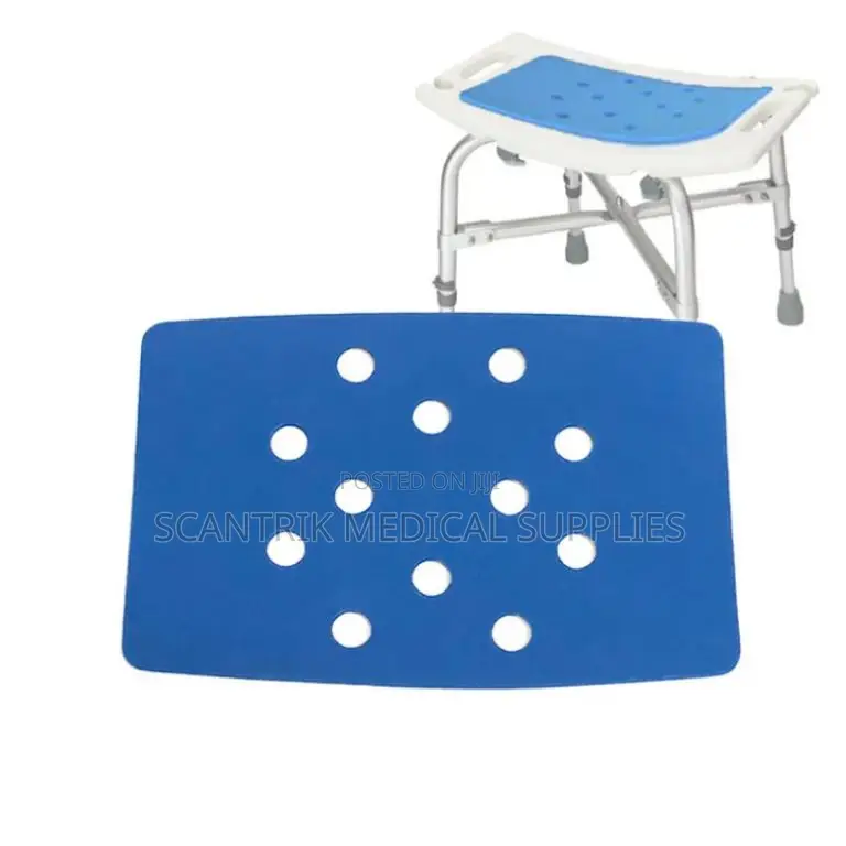 Heavy-Duty Shower Chair With Blue Sponge Mat for Extra Stability