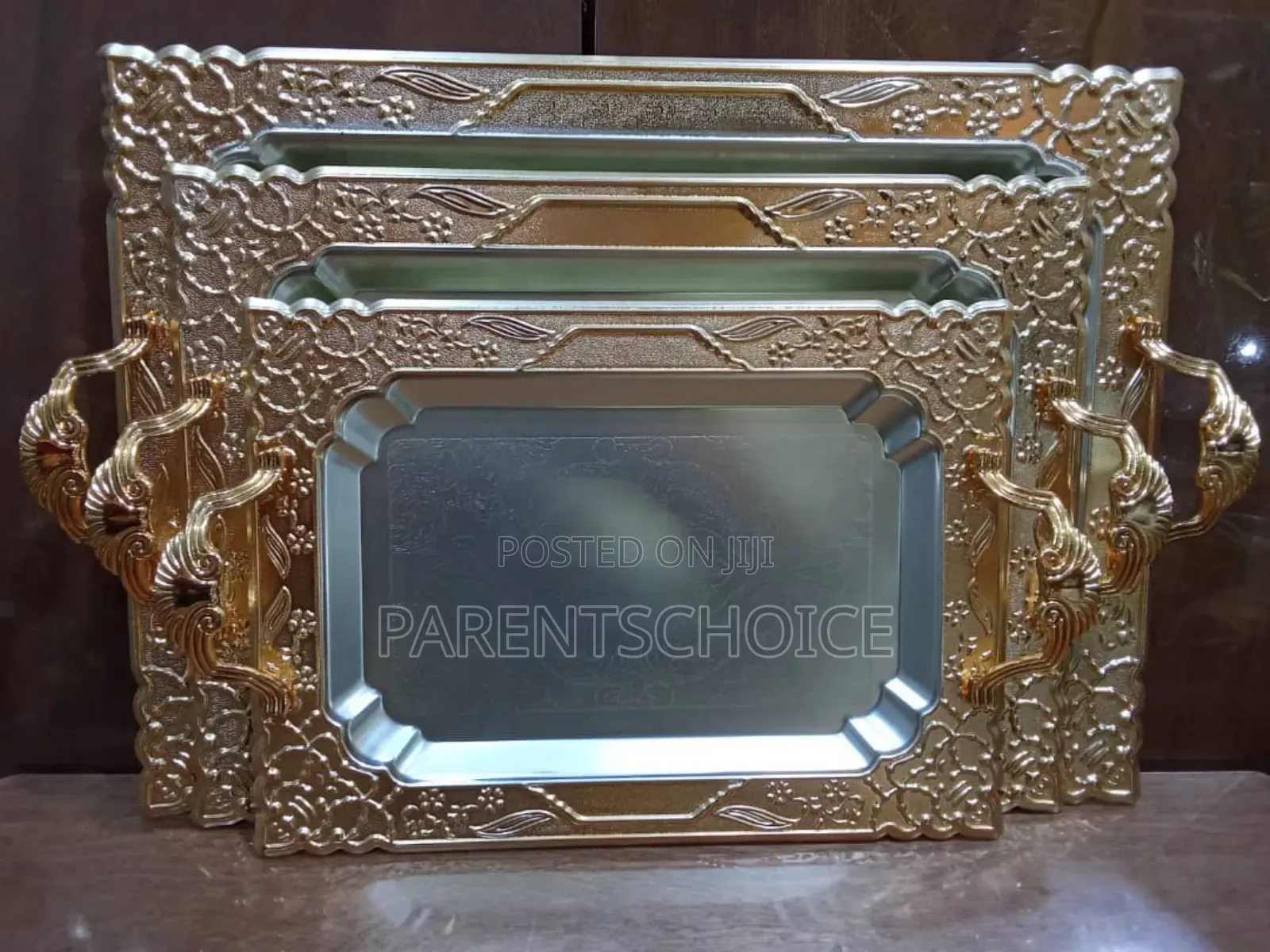 Stainless Steel Golden Tray Set
