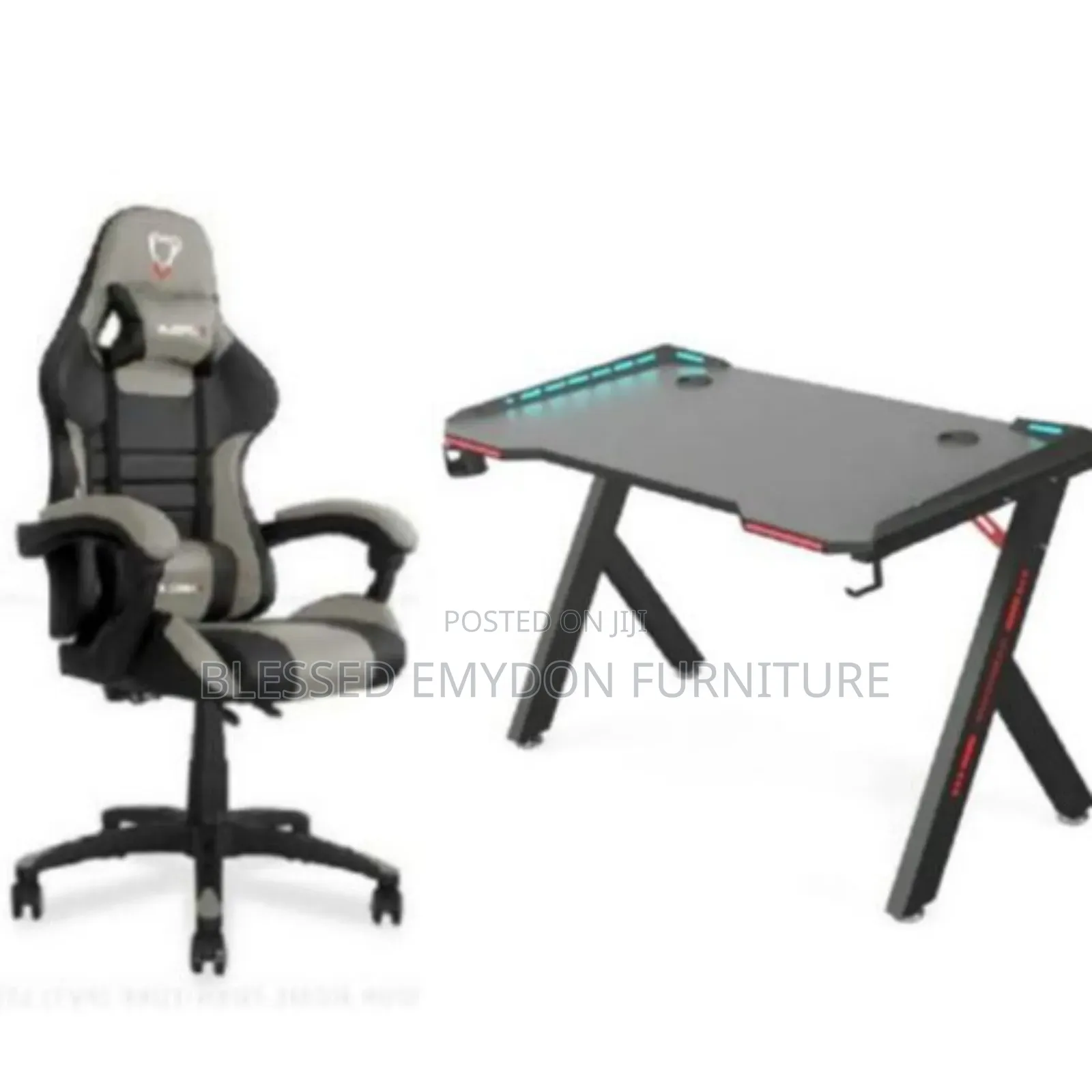 Office/Gaming Chair With Table for Laptop/Desktop- Black Gray