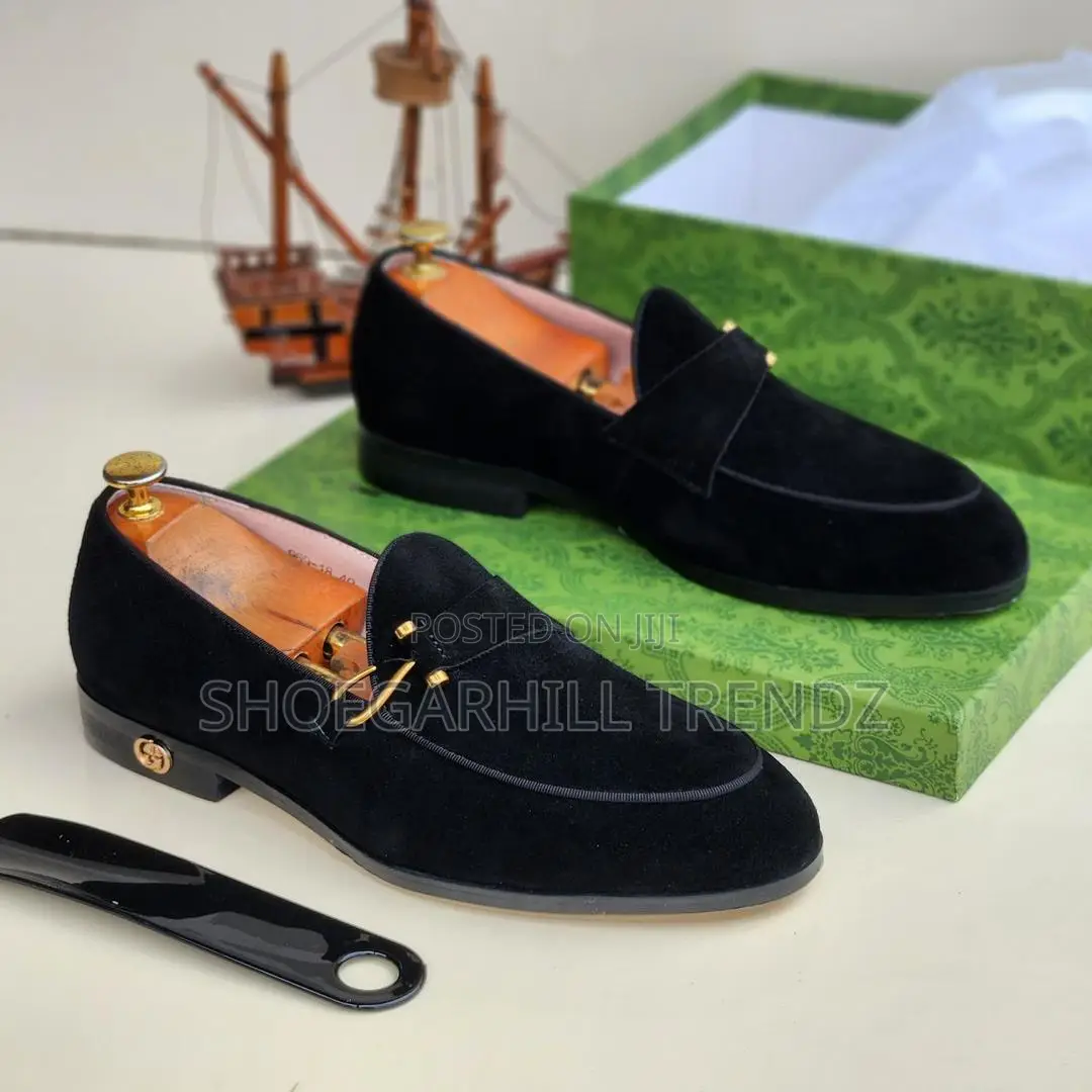Men Gg Suede Loafers in Black and Brown Clour