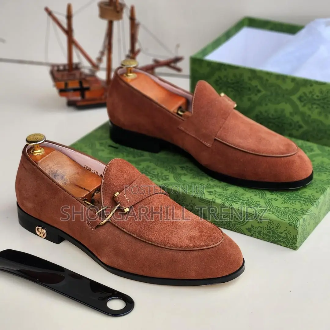 Men Gg Suede Loafers in Black and Brown Clour