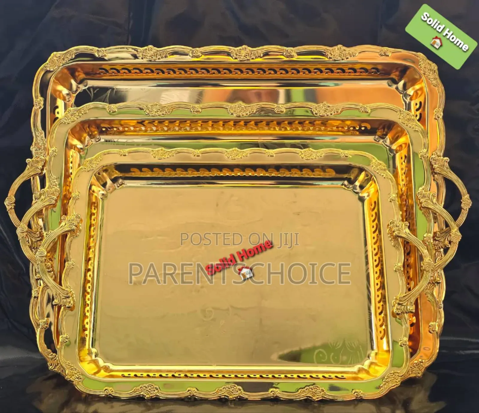 Golden Serving Trays 3 in 1 Stainless Steel