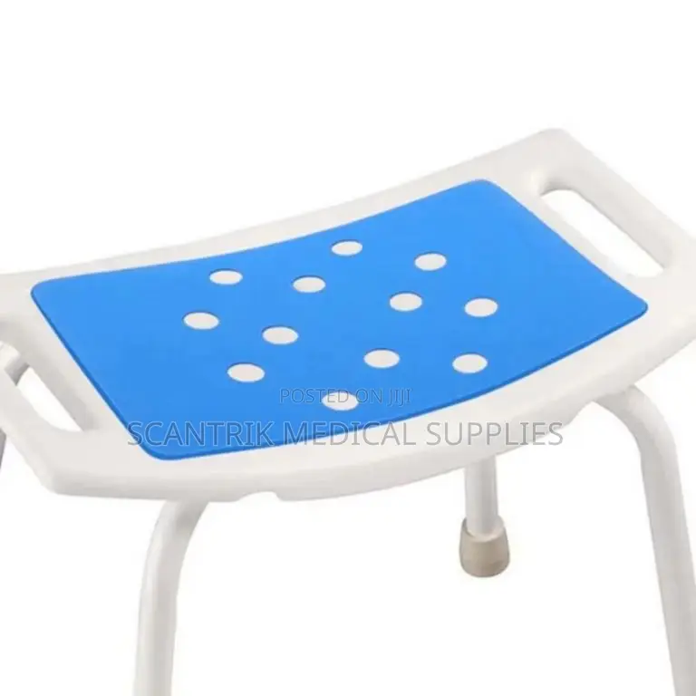 Lightweight Aluminum Shower Chair With Blue Cushion Seat