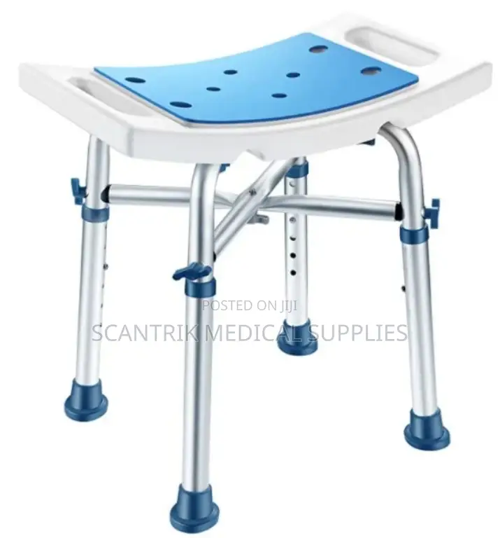 Heavy-Duty Shower Chair With Blue Sponge Mat for Clinical Use