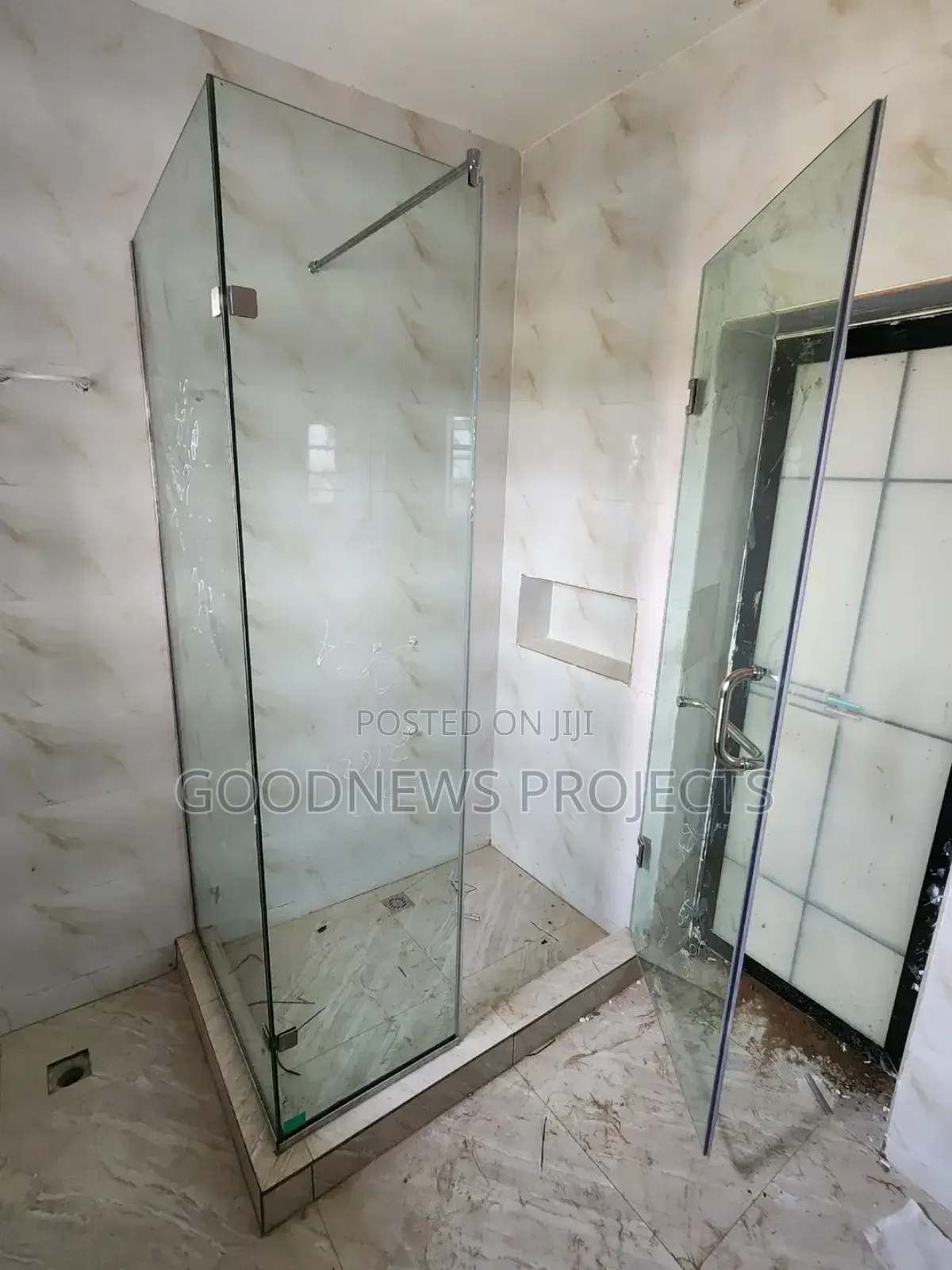 Very Solid Hinged Glass Cubicle