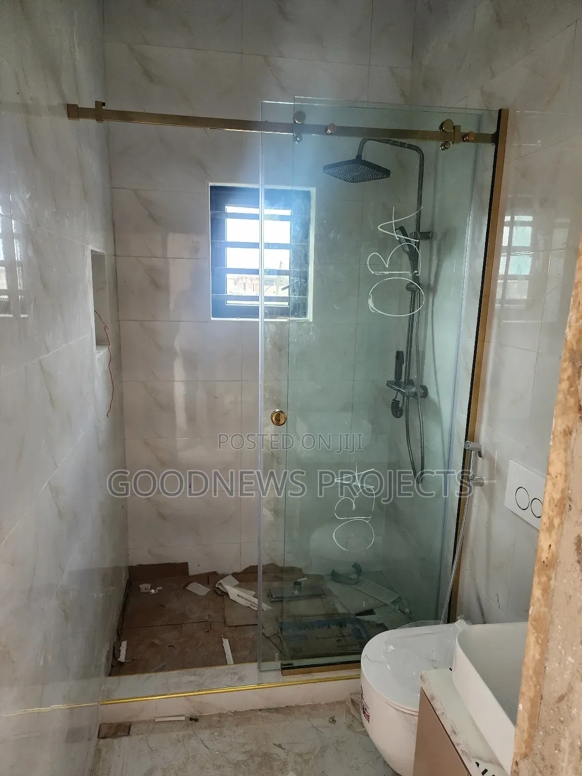 Gold Accessory Sliding Shower Door